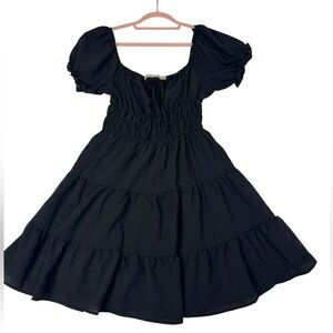 Liberty Love Black Puff Sleeve Tiered Dress – Size M